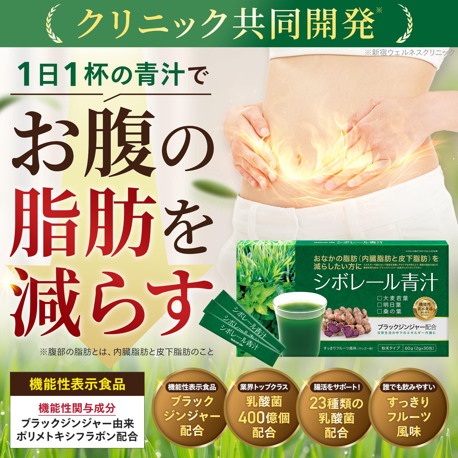 Amazon | 【クリニック共同開発】シボレール青汁 機能性表示食品